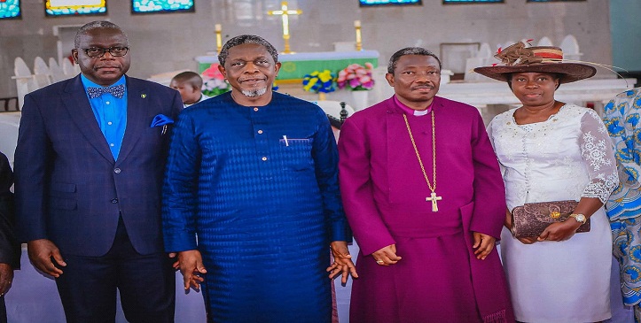 From left. The Chancellor Diocese of Ile-oluji Anglican Communion, Hon. Justice Adegboyega Adebusoye, the Representative of Mr Governor, who is also the Commissioner for Finance, Mr Wale Akinterinwa and the Bishop of the Diocese of Ile-oluji Anglican Communion and his wife, Rt Revd and Mrs Esther Ajibodu during the 4th Synod of the Diocese held at Cathedral Church of St Peter, Ile-oluji in Ile-oluji / Okeigbo Local Government Area of the State.