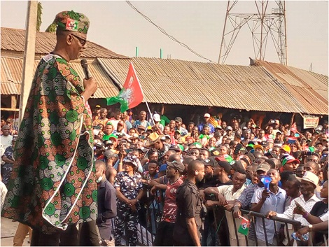 Presidential candidate of the Labour Party, Peter Obi addressing party's members during his rally in Akure on Saturday		                                                                                    Photo: Stephen Olajide