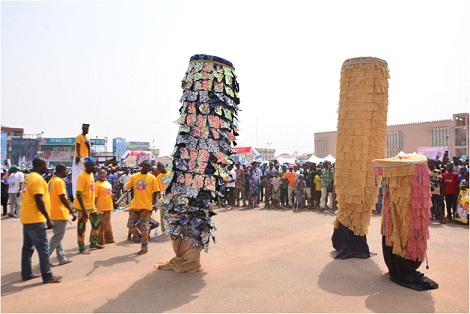 Masquerades, ‘Agere’ entertaining crowd at the campaign rally for the APC presidential candidate, Bola Tinubu at Democracy Park Akure 			                                        Photo: Ayodele Suberu