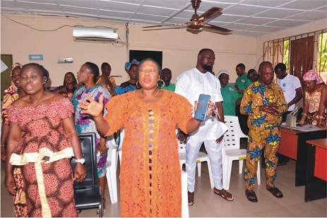 Some members of Owena Press during the prayer session                                                                           Photo: Ayodele Suberu