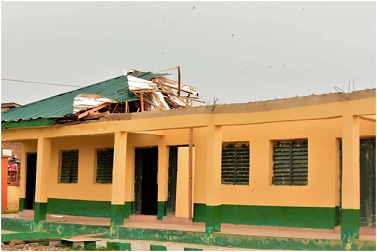 Roof of the Apostolic Primary School, Ilara Mokin, blown off by the rainstorm                    Photo: Peter Oluwadare