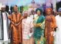 From left: Bride's father and Chief of Staff to Ondo State Governor, Chief Olugbenga Ale, Groom, Omoniyi, Bride's mother, Florence Ale, groom's mother, Tolani Adelaja, Bride, Christianah and groom's father Olatunde Adelaja at the event        		`	Photo: Ayodele Suberu