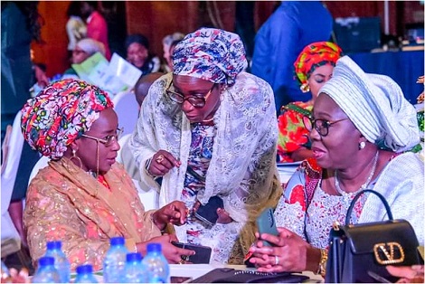From left: Chairman, Nigeria Governors Wives' Forum, Dr. Mariya Aminu Tambuwal, CEO, Nigeria Governors Wives' Forum, Hauwa Haliru, and First Lady of Ondo state, Chief Betty Anyanwu-Akeredolu, at the event in Abuja
