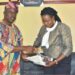 From left: Chairman/Editor-in-Chief, Owena Press Limited, Sir Ademola Adetula, presenting a copy of The Hope Newspaper, to President, Junior Chamber International, Akure Chapter, Mrs Abimbola Odoginyon, during the visit          Photo: Stephen Olajide