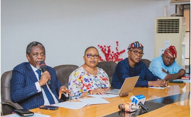 From left: Ondo State Commissioner for Finance and Chairman of the State Palliative Strategy and Implementation Committee, Mr Wale Akinterinwa, members of the committee;  Commissioner for Information and Orientation, Mrs Bamidele Ademola-Olateju, Special Adviser to the Governor on Union Matters and Special Duties, Mr Dare Aragbaiye and Commissioner for Sports and Youths Development, Mr Bamidele Ologun, briefing journalists in Akure ... yesterday                                    Photo: Peter  Oluwadare