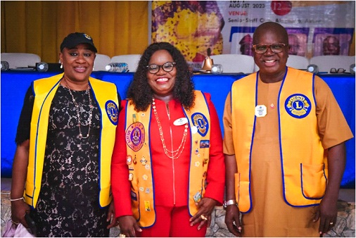 From left: Special Adviser to Ondo State Governor on Intergovernmental Relations and past President, Akure Professional Lions Club, Lion Bunmi Ademosun, District Governor, Lion 404A-4, Lion Kofoworola Jegede and past Council Chairman, Lion Tokunbo Jegede, during the 2023 International Youth Day  held in Akure
									 Photo: Peter Oluwadare