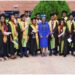 Pastor (Mrs) Funmilayo Odeyemi(M) with outgoing students, MABEST ACADEMY, during their 6th Valedictory service held at the  school hall…..yesterday    	Photo: Ayodele Suberu